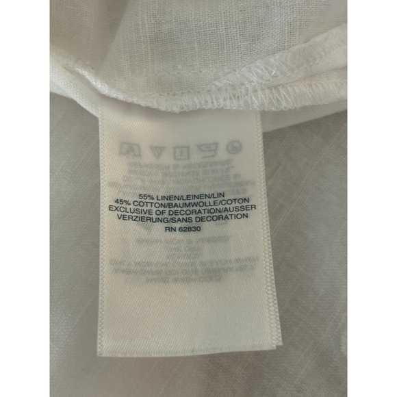 Lands End White Ivory Linen V-Neck Keyhole Eyelet 3/4 Sleeve Tunic Blouse Top XS - Picture 9 of 12